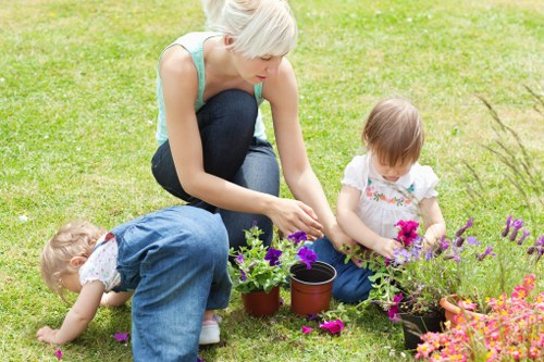 Wood chipping and mulch production at a sustainable gardening area